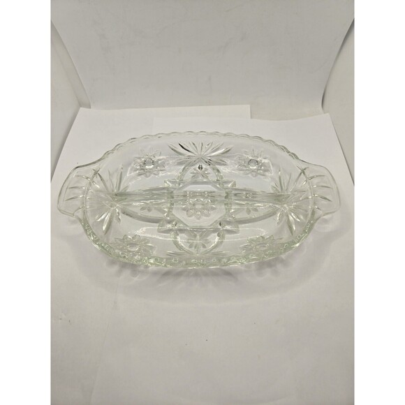 Vintage Anchor Hocking Clear Glass Oval Divided Pickle / Olive Dish - Picture 3 of 7